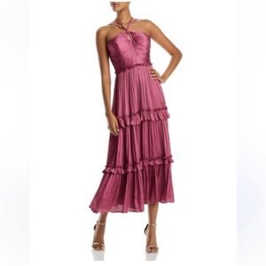 Elegant Pink Halter Dress